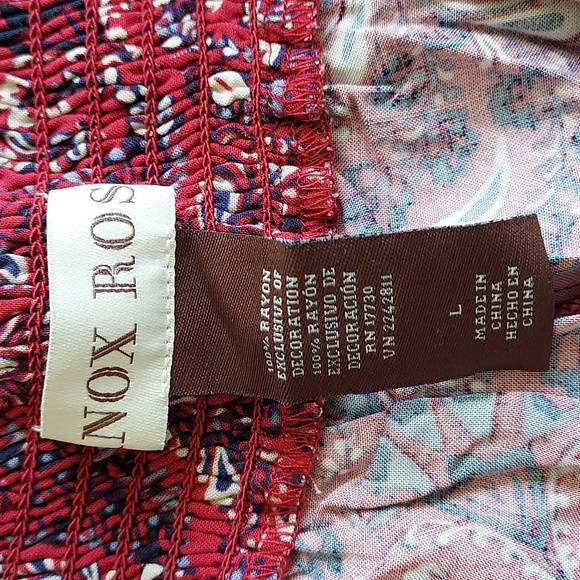 NWT Knox Rose Women's SZ L High Elastic Waist Red Paisley Shorts W/ Pockets - Picture 5 of 13